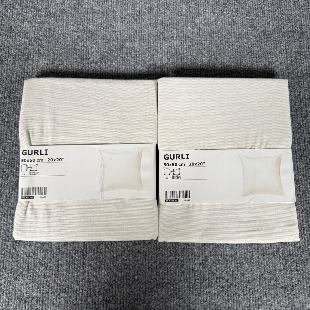 New Set of 2 Ikea Gurli Pillow Cushion Covers Beige Ivory 50X50 cm 20X20"